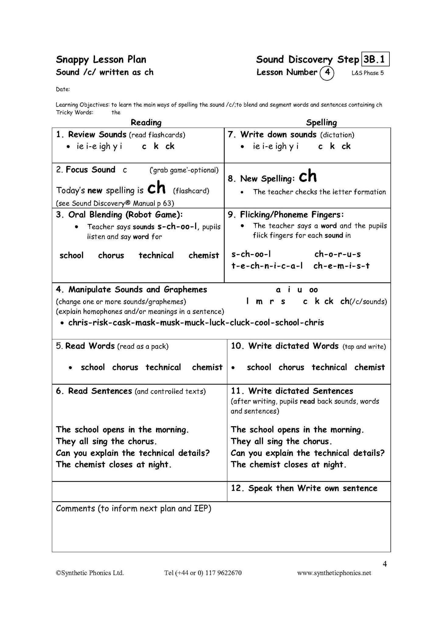 Classic Snappy Lesson Plans at Step 3B: Main Alternative Consonant Spellings (CSL3B)