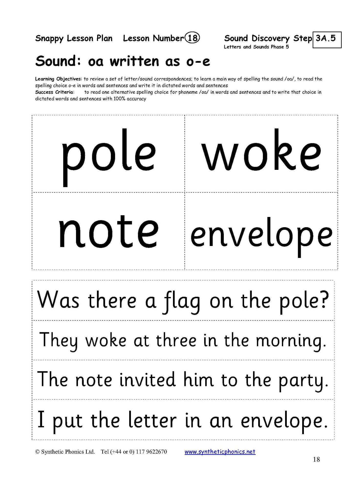 Resource Materials - Classic Snappy Lesson Plans at Step 3A: Main Alternative Vowel Spellings (CSLR3A)