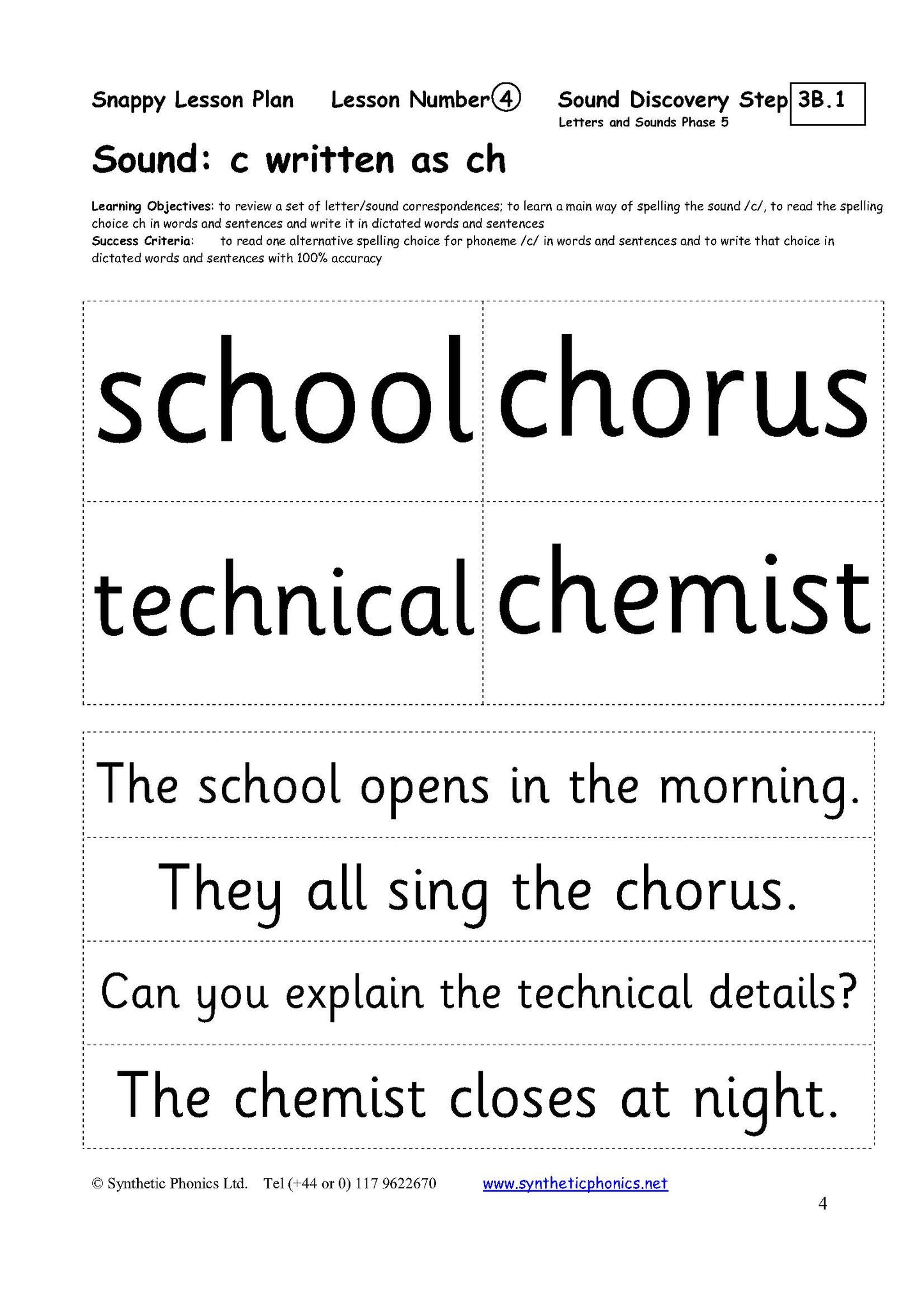 Resource Materials - Classic Snappy Lesson Plans at Step 3B: Main Alternative Consonant Spellings (CSLR3B)