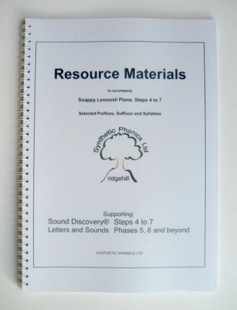 Resource Materials - Snappy Lesson Plans at Steps 4-7: Selected Prefixes, Suffixes and Syllables (SLPR4-7)